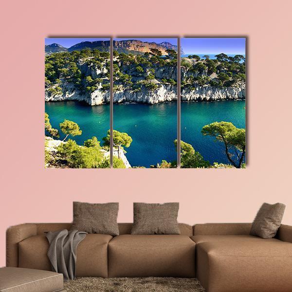 Massif des Calanques Canvas Wall Art-3 Horizontal-Gallery Wrap-37" x 24"-Tiaracle
