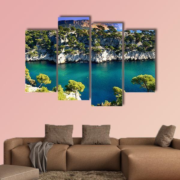 Massif des Calanques Canvas Wall Art-4 Pop-Gallery Wrap-50" x 32"-Tiaracle