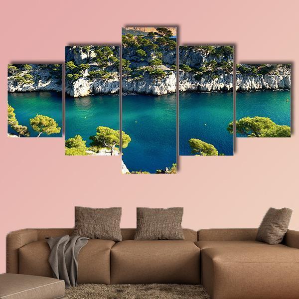 Massif des Calanques Canvas Wall Art-5 Star-Gallery Wrap-62" x 32"-Tiaracle
