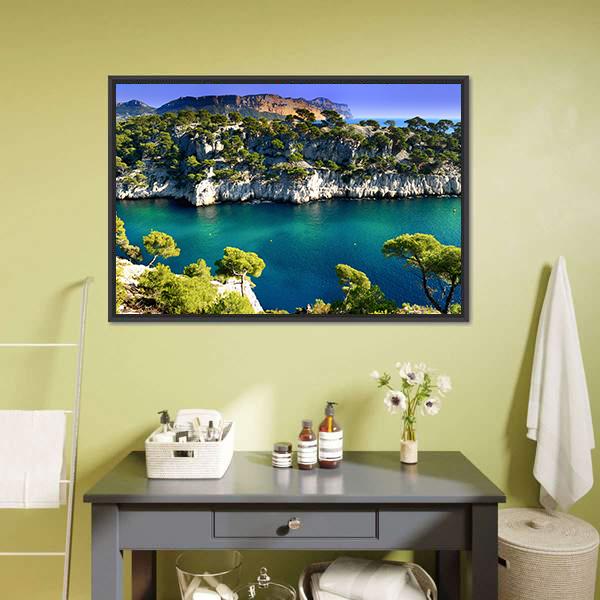 Massif des Calanques Canvas Wall Art-3 Horizontal-Gallery Wrap-25" x 16"-Tiaracle