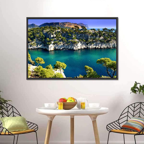 Massif des Calanques Canvas Wall Art-3 Horizontal-Gallery Wrap-25" x 16"-Tiaracle