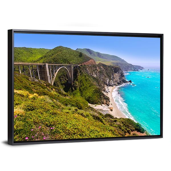 California Bixby Bridge Canvas Wall Art-3 Horizontal-Gallery Wrap-25" x 16"-Tiaracle