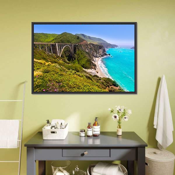 California Bixby Bridge Canvas Wall Art-3 Horizontal-Gallery Wrap-25" x 16"-Tiaracle