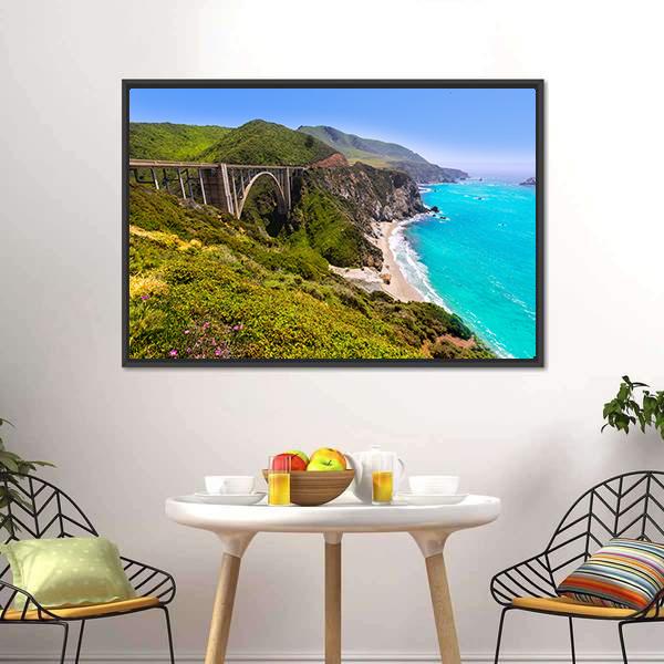 California Bixby Bridge Canvas Wall Art-3 Horizontal-Gallery Wrap-25" x 16"-Tiaracle