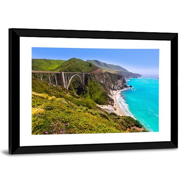 California Bixby Bridge Canvas Wall Art-3 Horizontal-Gallery Wrap-25" x 16"-Tiaracle