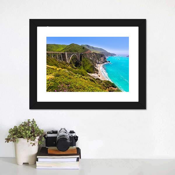 California Bixby Bridge Canvas Wall Art-1 Piece-Framed Print-20" x 16"-Tiaracle