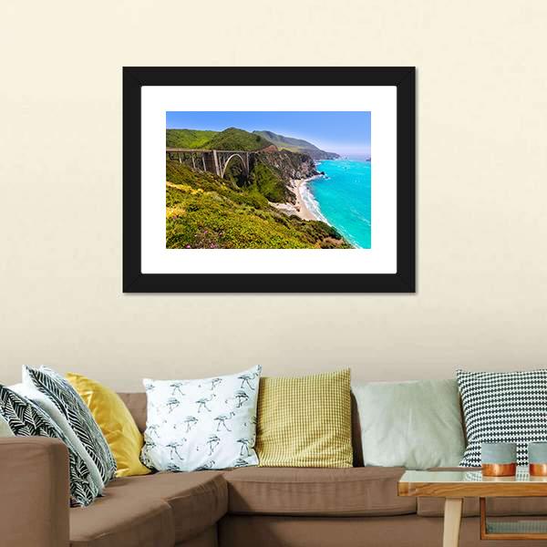 California Bixby Bridge Canvas Wall Art-3 Horizontal-Gallery Wrap-25" x 16"-Tiaracle