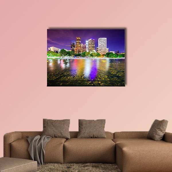 California Downtown City Skyline Canvas Wall Art-4 Horizontal-Gallery Wrap-34" x 24"-Tiaracle