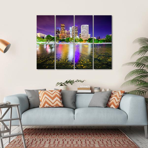 California Downtown City Skyline Canvas Wall Art-4 Horizontal-Gallery Wrap-34" x 24"-Tiaracle