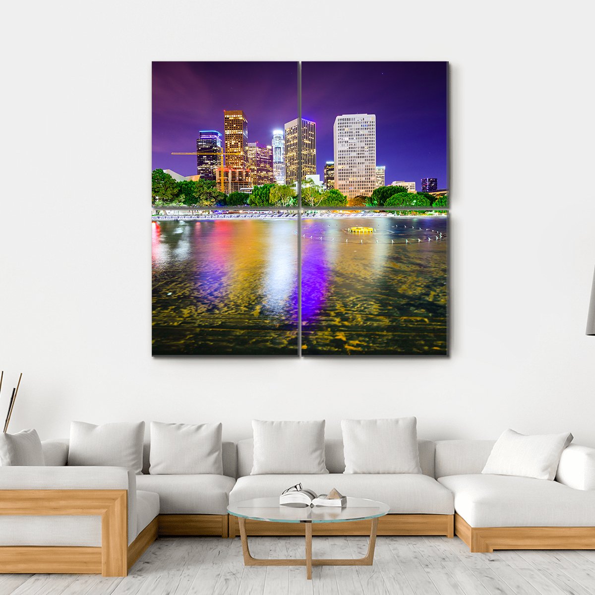 California Downtown City Skyline Canvas Wall Art-4 Square-Gallery Wrap-17" x 17"-Tiaracle