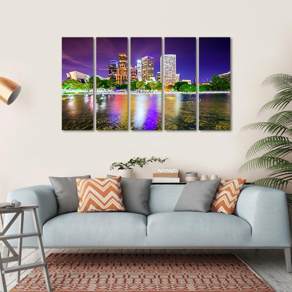 California Downtown City Skyline Canvas Wall Art-5 Horizontal-Gallery Wrap-22" x 12"-Tiaracle