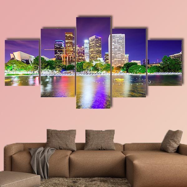 California Downtown City Skyline Canvas Wall Art-5 Star-Gallery Wrap-62" x 32"-Tiaracle