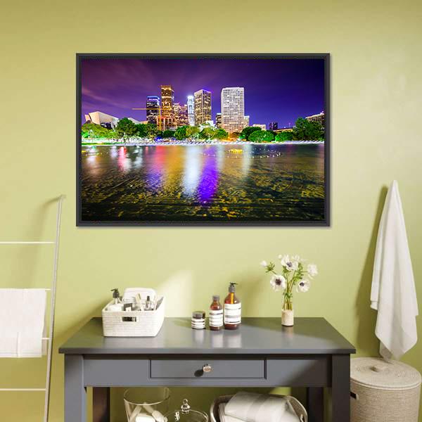 California Downtown City Skyline Canvas Wall Art-3 Horizontal-Gallery Wrap-25" x 16"-Tiaracle