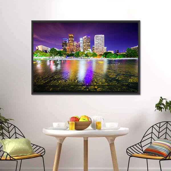 California Downtown City Skyline Canvas Wall Art-3 Horizontal-Gallery Wrap-25" x 16"-Tiaracle