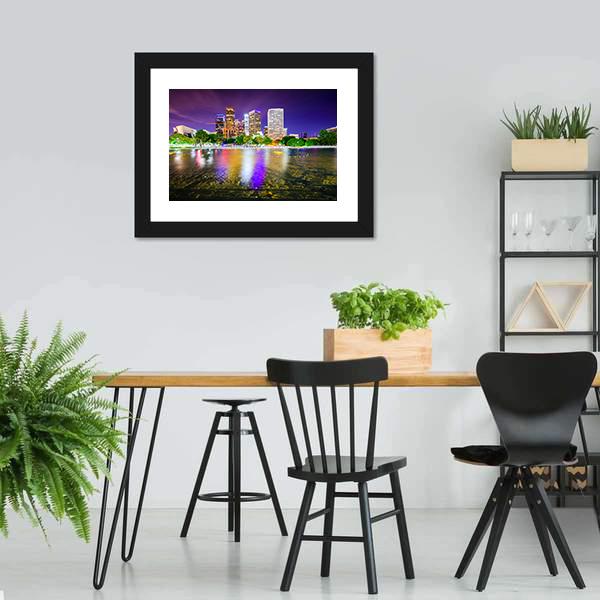 California Downtown City Skyline Canvas Wall Art-3 Horizontal-Gallery Wrap-25" x 16"-Tiaracle