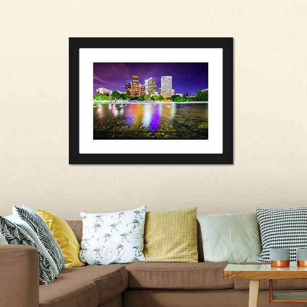 California Downtown City Skyline Canvas Wall Art-3 Horizontal-Gallery Wrap-25" x 16"-Tiaracle