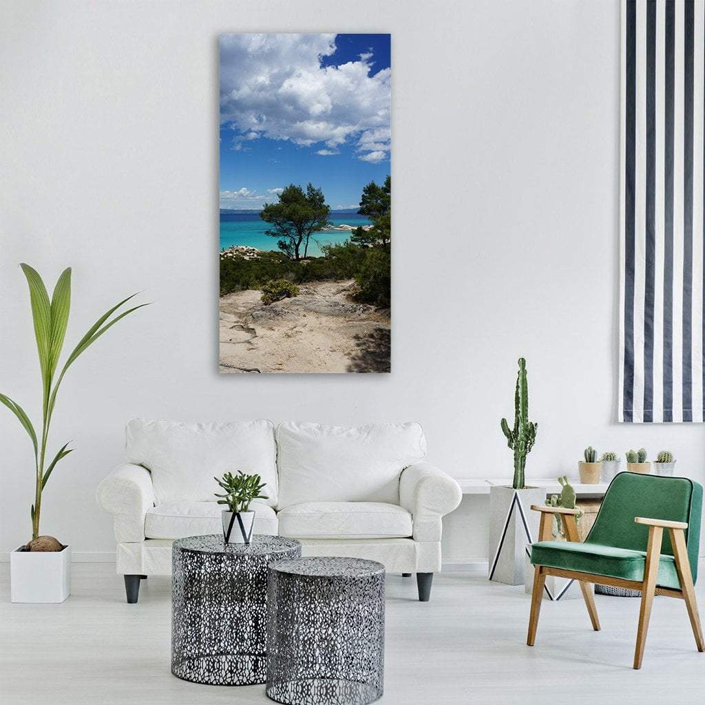 Calkidiki Sea Beach Vertical Canvas Wall Art-1 Vertical-Gallery Wrap-12" x 24"-Tiaracle