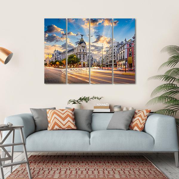 Calle De Alcala Canvas Wall Art-4 Horizontal-Gallery Wrap-34" x 24"-Tiaracle