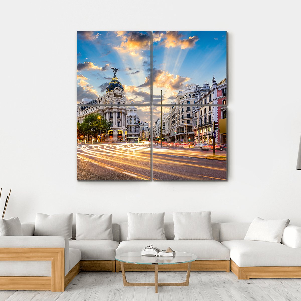 Calle De Alcala Canvas Wall Art-4 Square-Gallery Wrap-17" x 17"-Tiaracle