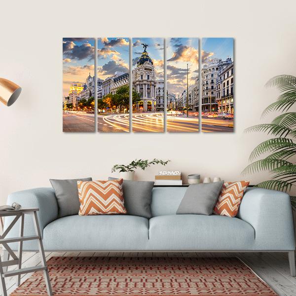 Calle De Alcala Canvas Wall Art-5 Horizontal-Gallery Wrap-22" x 12"-Tiaracle