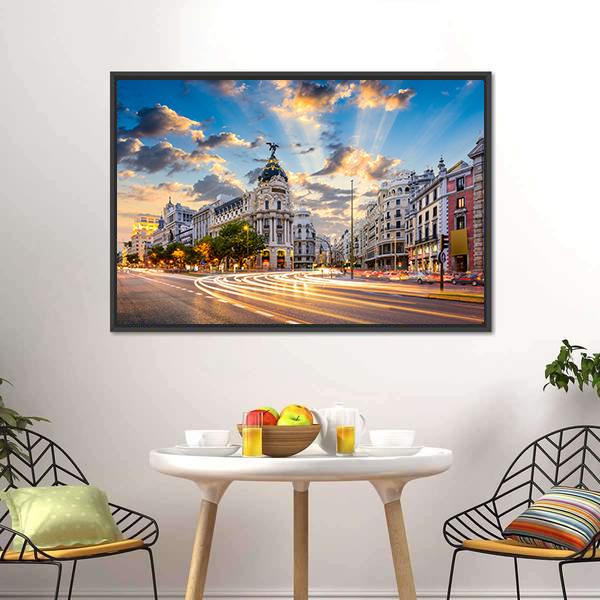 Calle De Alcala Canvas Wall Art-3 Horizontal-Gallery Wrap-25" x 16"-Tiaracle