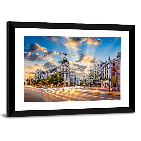 Calle De Alcala Canvas Wall Art-5 Horizontal-Gallery Wrap-22" x 12"-Tiaracle