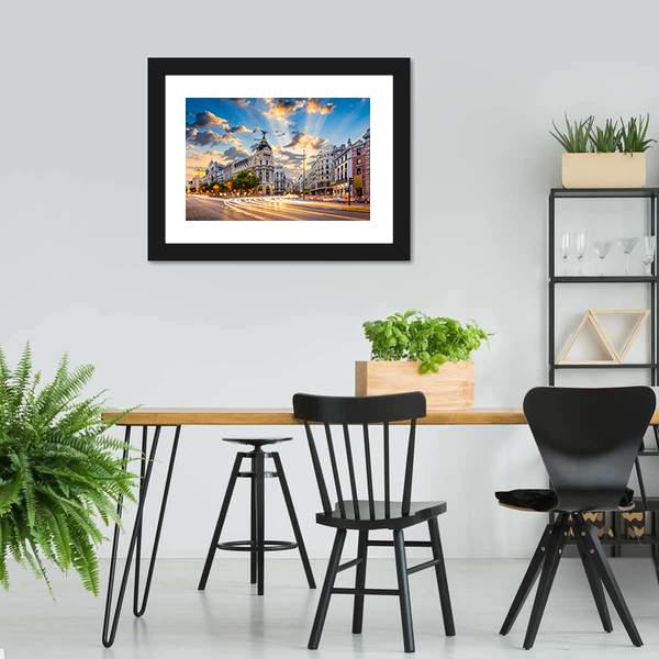 Calle De Alcala Canvas Wall Art-3 Horizontal-Gallery Wrap-25" x 16"-Tiaracle