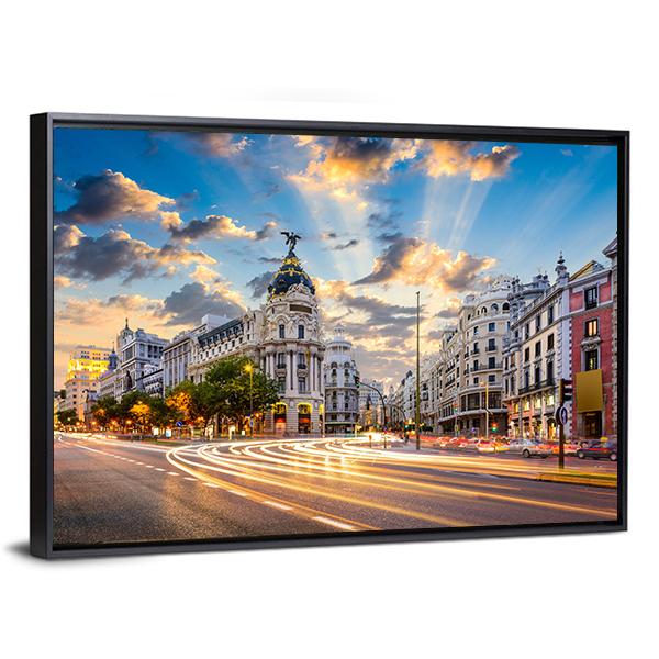 Calle De Alcala Canvas Wall Art-5 Horizontal-Gallery Wrap-22" x 12"-Tiaracle