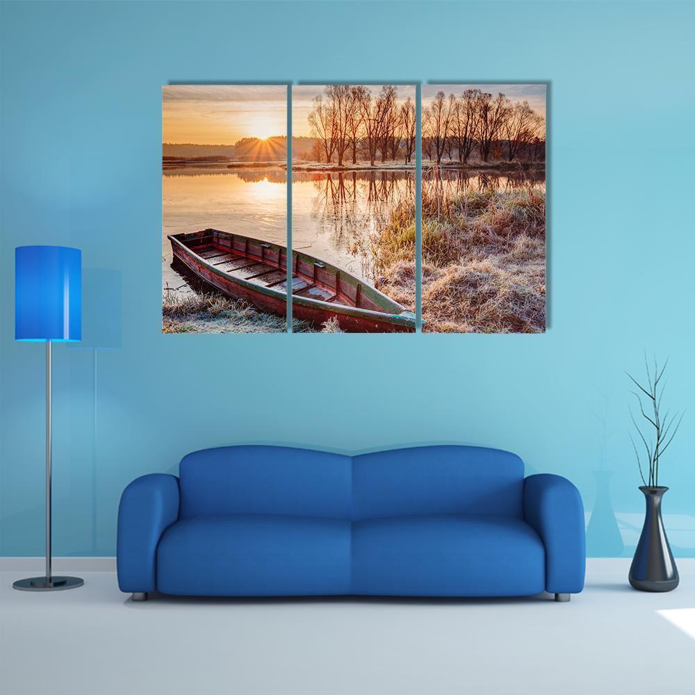 Calm Water Of Lake Canvas Wall Art-3 Horizontal-Gallery Wrap-37" x 24"-Tiaracle