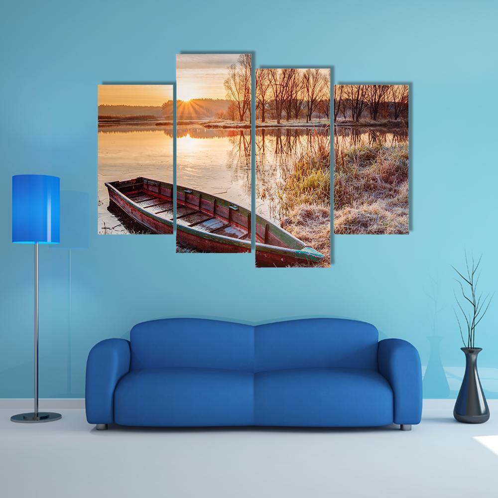 Calm Water Of Lake Canvas Wall Art-4 Pop-Gallery Wrap-50" x 32"-Tiaracle