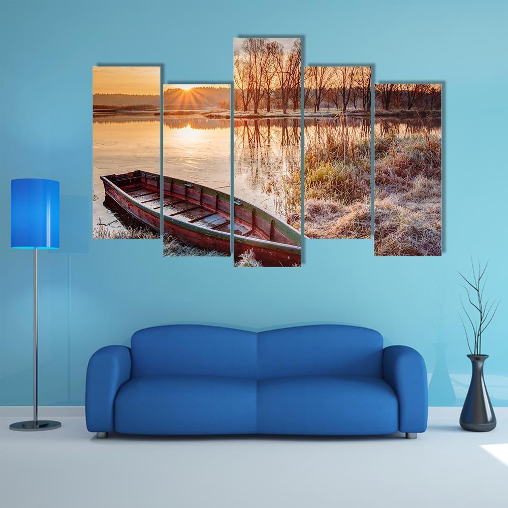 Calm Water Of Lake Canvas Wall Art-5 Pop-Gallery Wrap-47" x 32"-Tiaracle