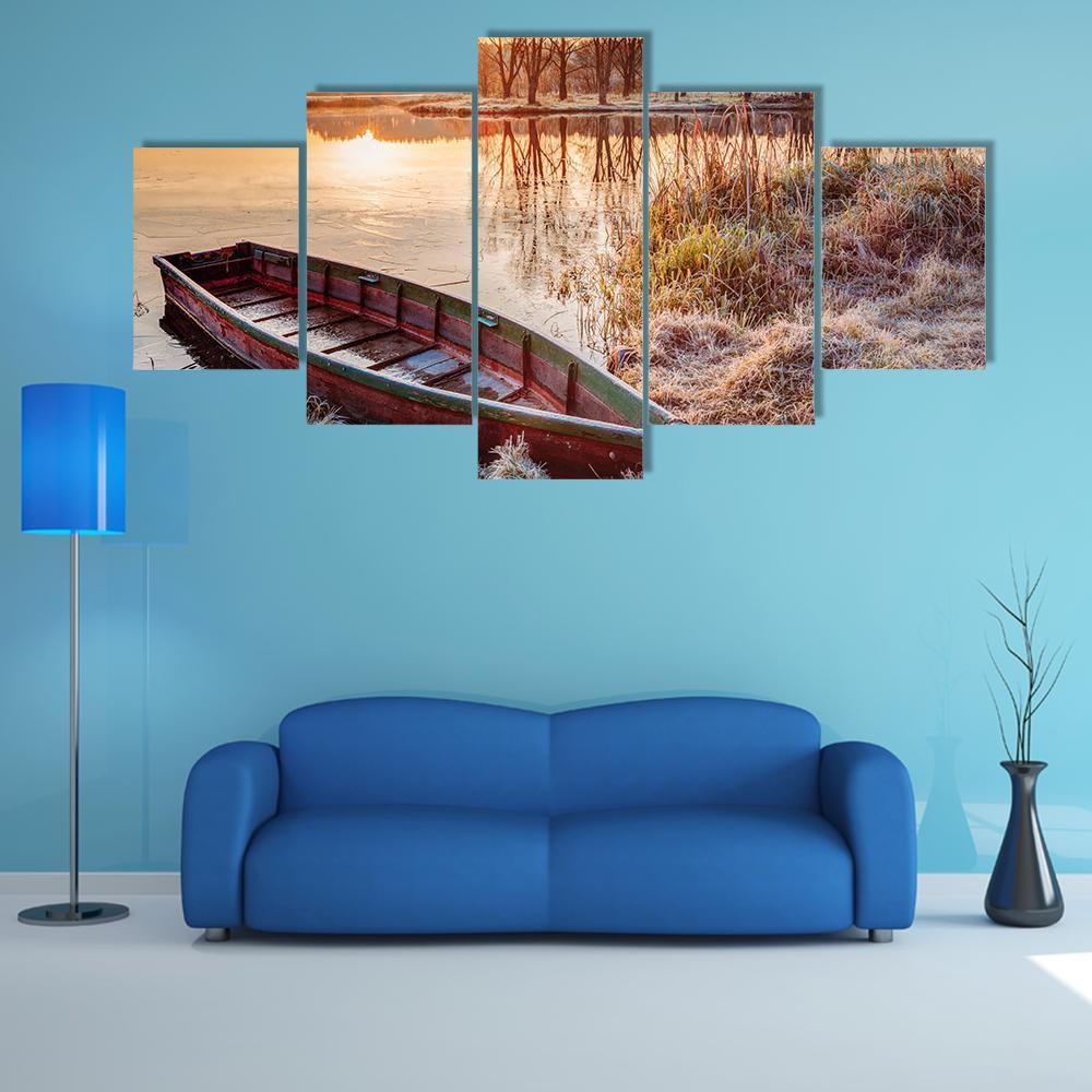 Calm Water Of Lake Canvas Wall Art-5 Star-Gallery Wrap-62" x 32"-Tiaracle