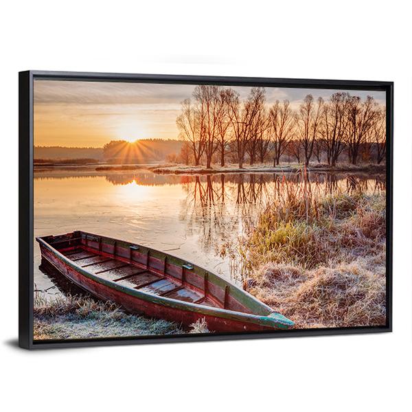 Calm Water Of Lake Canvas Wall Art-3 Horizontal-Gallery Wrap-25" x 16"-Tiaracle