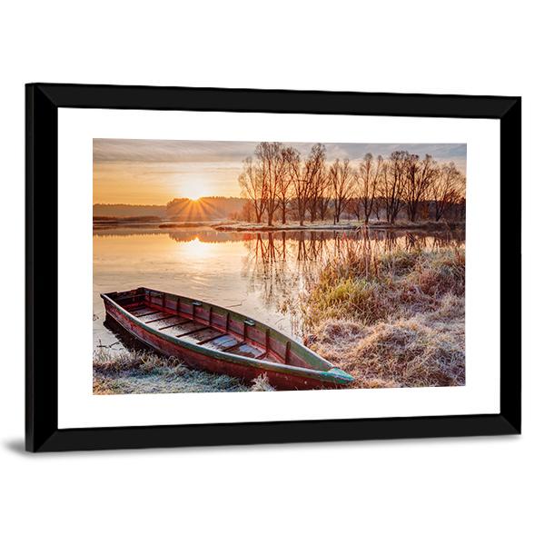 Calm Water Of Lake Canvas Wall Art-3 Horizontal-Gallery Wrap-25" x 16"-Tiaracle