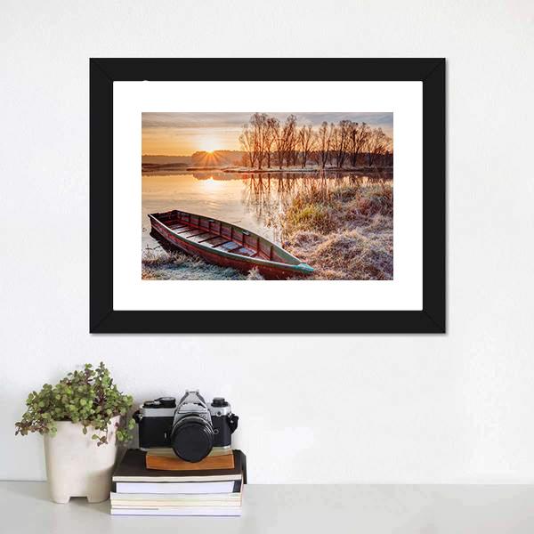 Calm Water Of Lake Canvas Wall Art-1 Piece-Framed Print-20" x 16"-Tiaracle