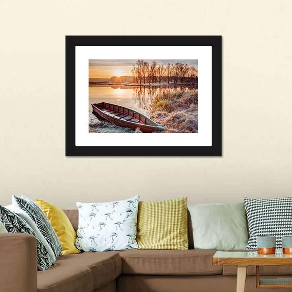 Calm Water Of Lake Canvas Wall Art-3 Horizontal-Gallery Wrap-25" x 16"-Tiaracle