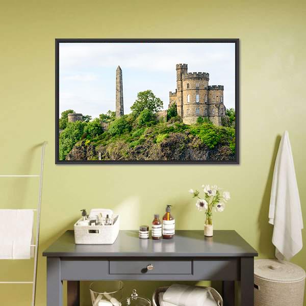 Calton Hill In Edinburgh Canvas Wall Art-3 Horizontal-Gallery Wrap-25" x 16"-Tiaracle