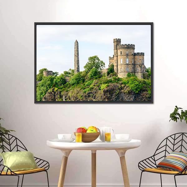 Calton Hill In Edinburgh Canvas Wall Art-3 Horizontal-Gallery Wrap-25" x 16"-Tiaracle