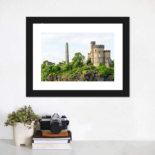 Calton Hill In Edinburgh Canvas Wall Art-1 Piece-Framed Print-20" x 16"-Tiaracle
