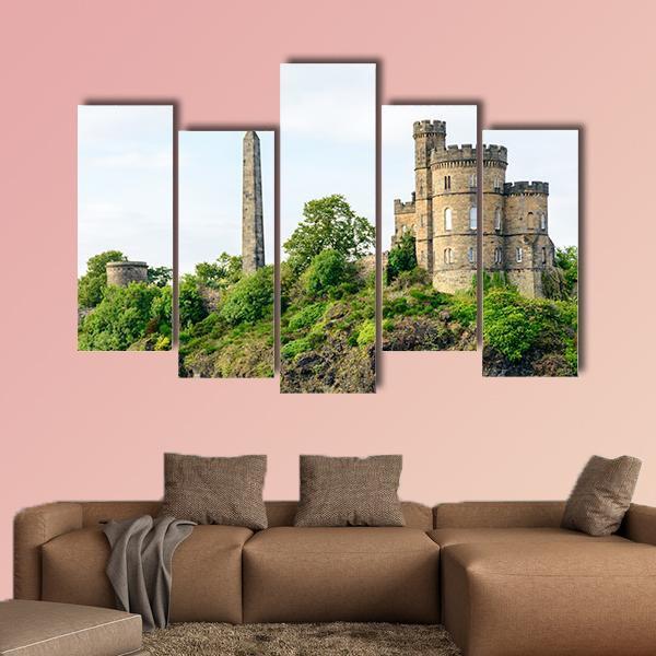 Calton Hill In Edinburgh Canvas Wall Art-5 Pop-Gallery Wrap-47" x 32"-Tiaracle