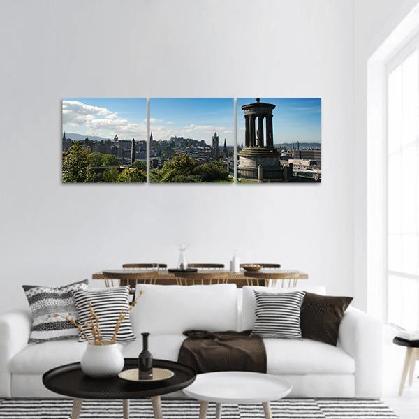 Calton Hill Scotland Panoramic Canvas Wall Art-3 Piece-25" x 08"-Tiaracle