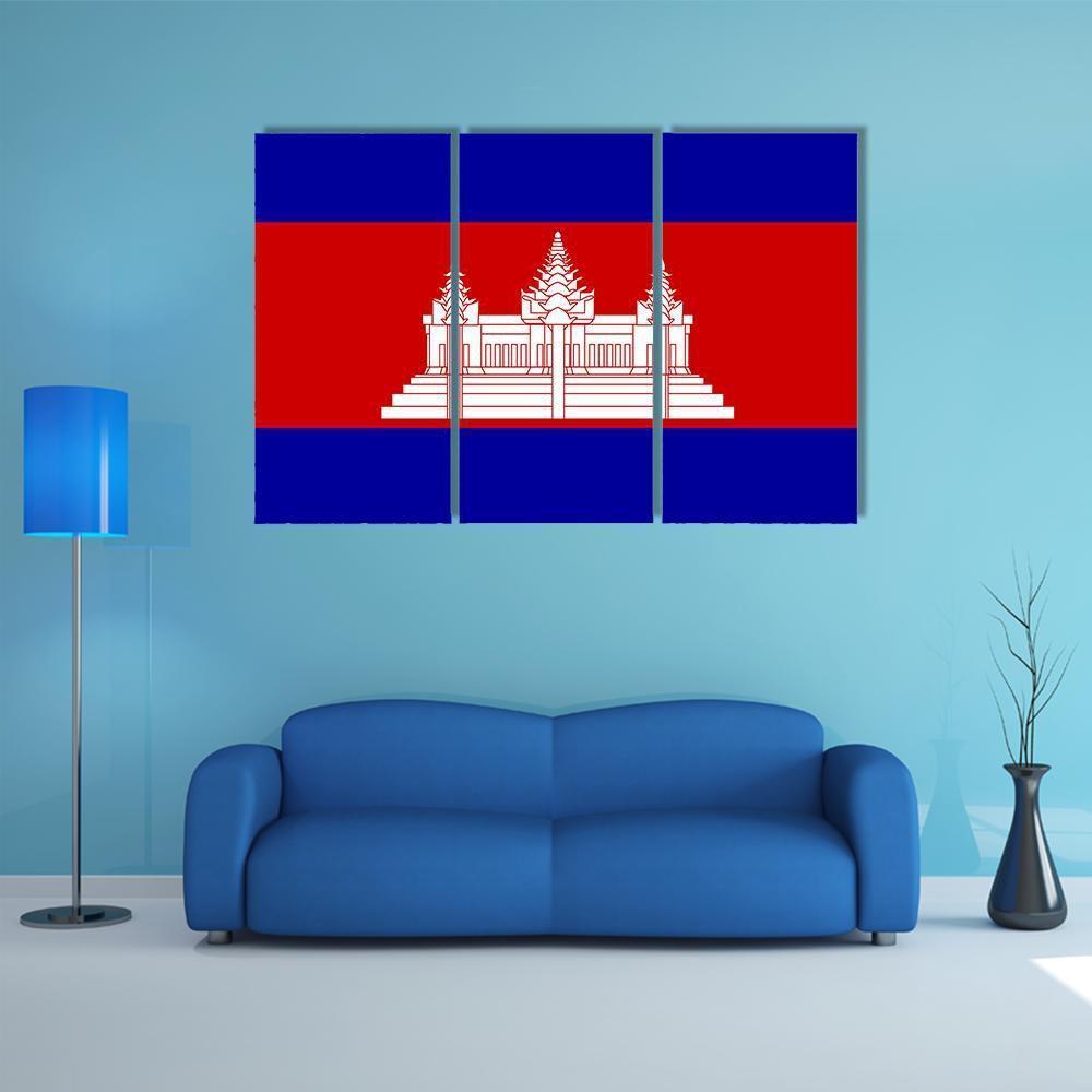 Cambodia Flag Canvas Wall Art-3 Horizontal-Gallery Wrap-37" x 24"-Tiaracle