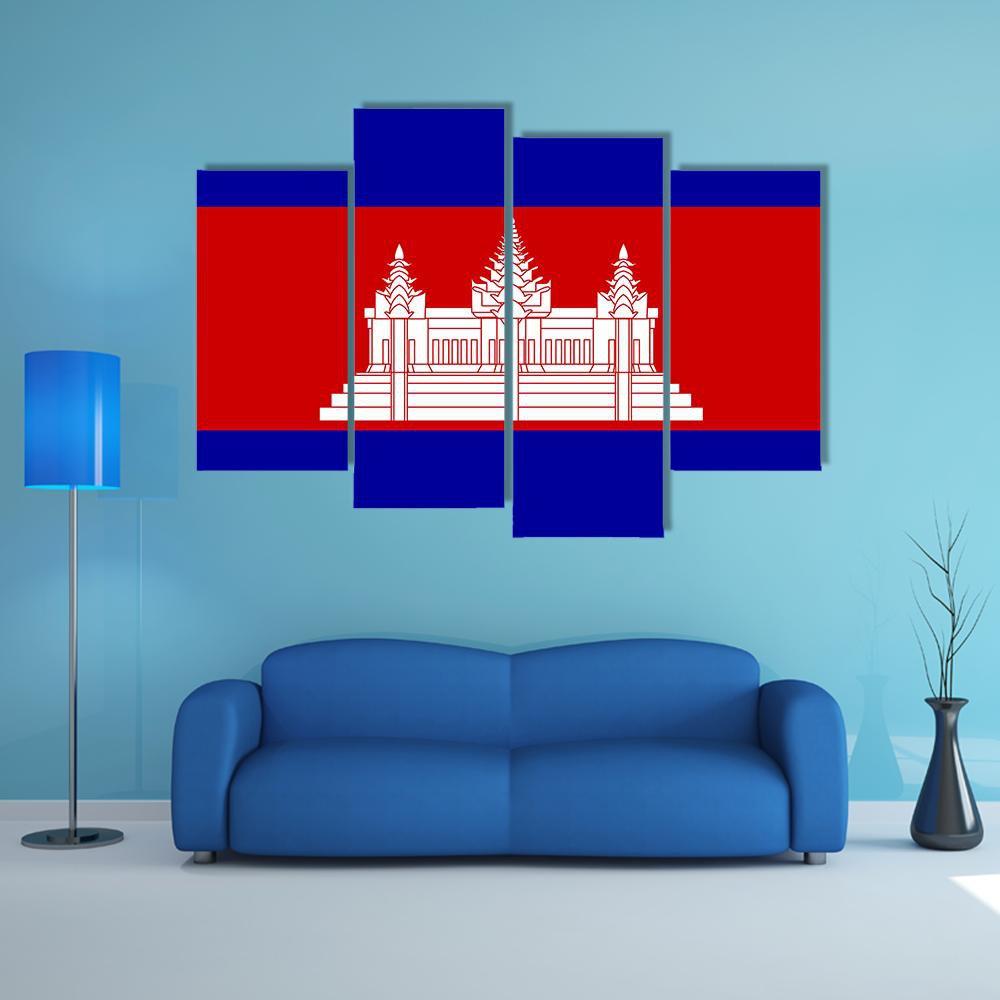 Cambodia Flag Canvas Wall Art-4 Pop-Gallery Wrap-50" x 32"-Tiaracle