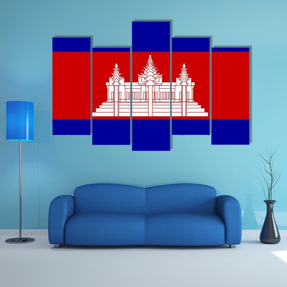 Cambodia Flag Canvas Wall Art-5 Pop-Gallery Wrap-47" x 32"-Tiaracle