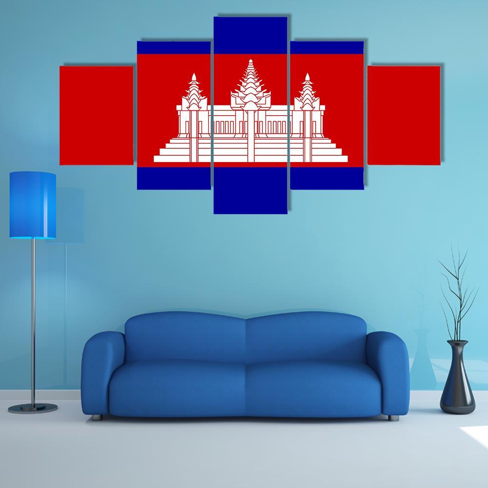 Cambodia Flag Canvas Wall Art-3 Horizontal-Gallery Wrap-37" x 24"-Tiaracle