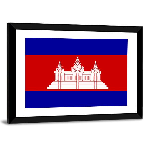 Cambodia Flag Panoramic Canvas Wall Art-1 Piece-36" x 12"-Tiaracle