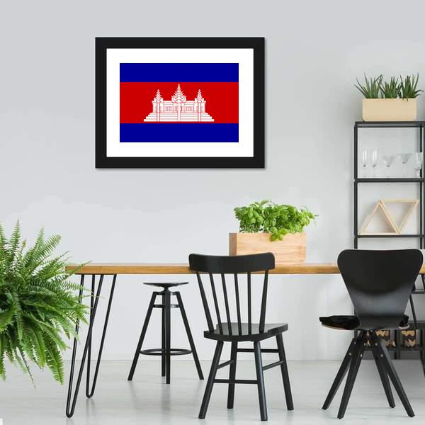 Cambodia Flag Panoramic Canvas Wall Art-1 Piece-36" x 12"-Tiaracle