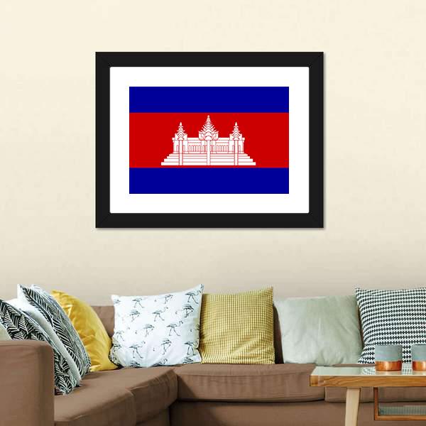 Cambodia Flag Panoramic Canvas Wall Art-1 Piece-36" x 12"-Tiaracle