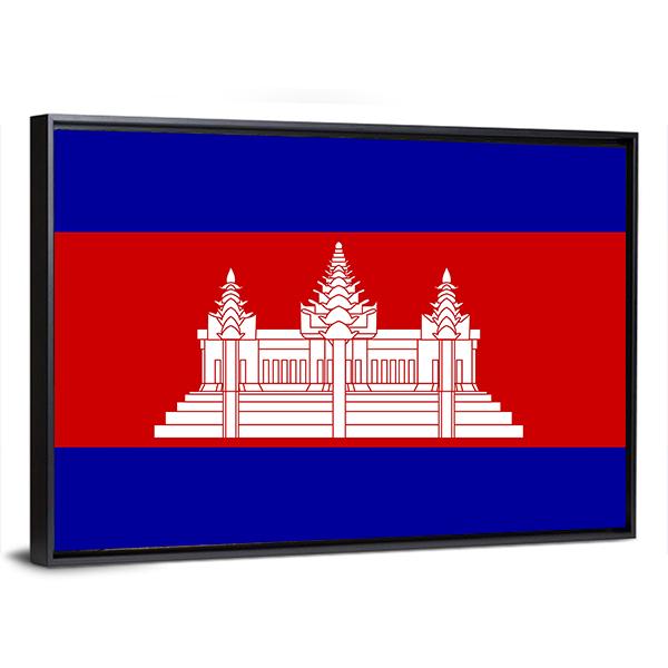 Cambodia Flag Panoramic Canvas Wall Art-1 Piece-36" x 12"-Tiaracle