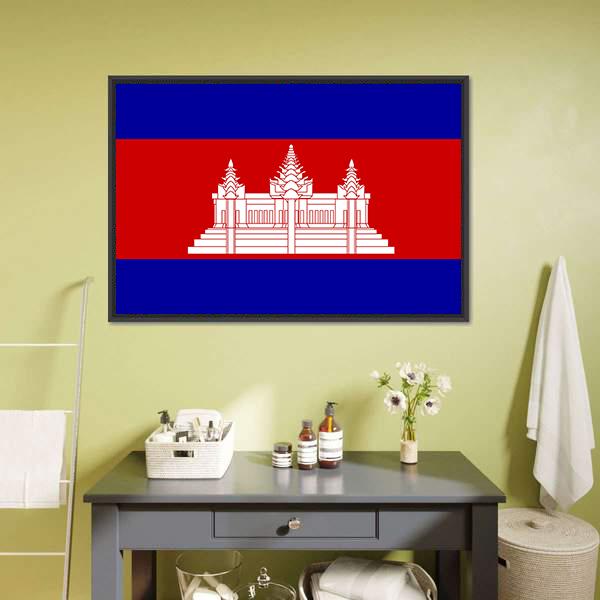 Cambodia Flag Panoramic Canvas Wall Art-1 Piece-36" x 12"-Tiaracle